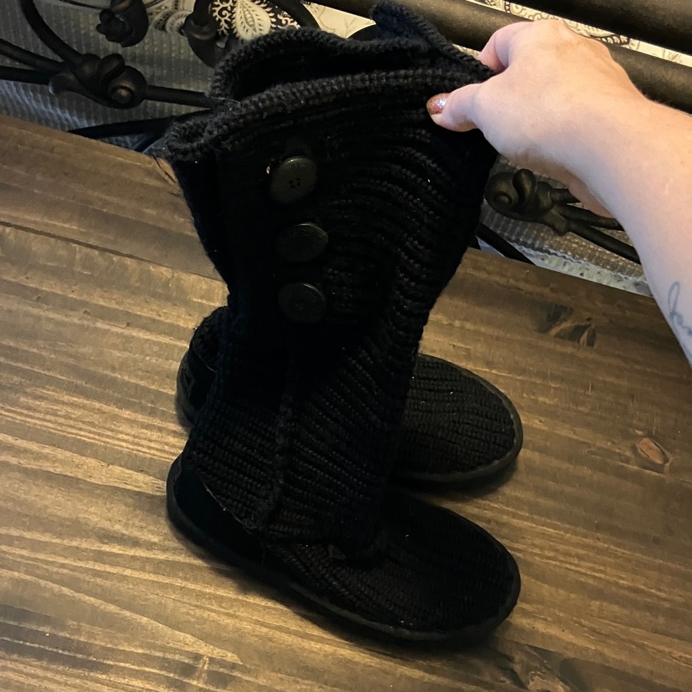 UGG Black Knit Buttoned Boots